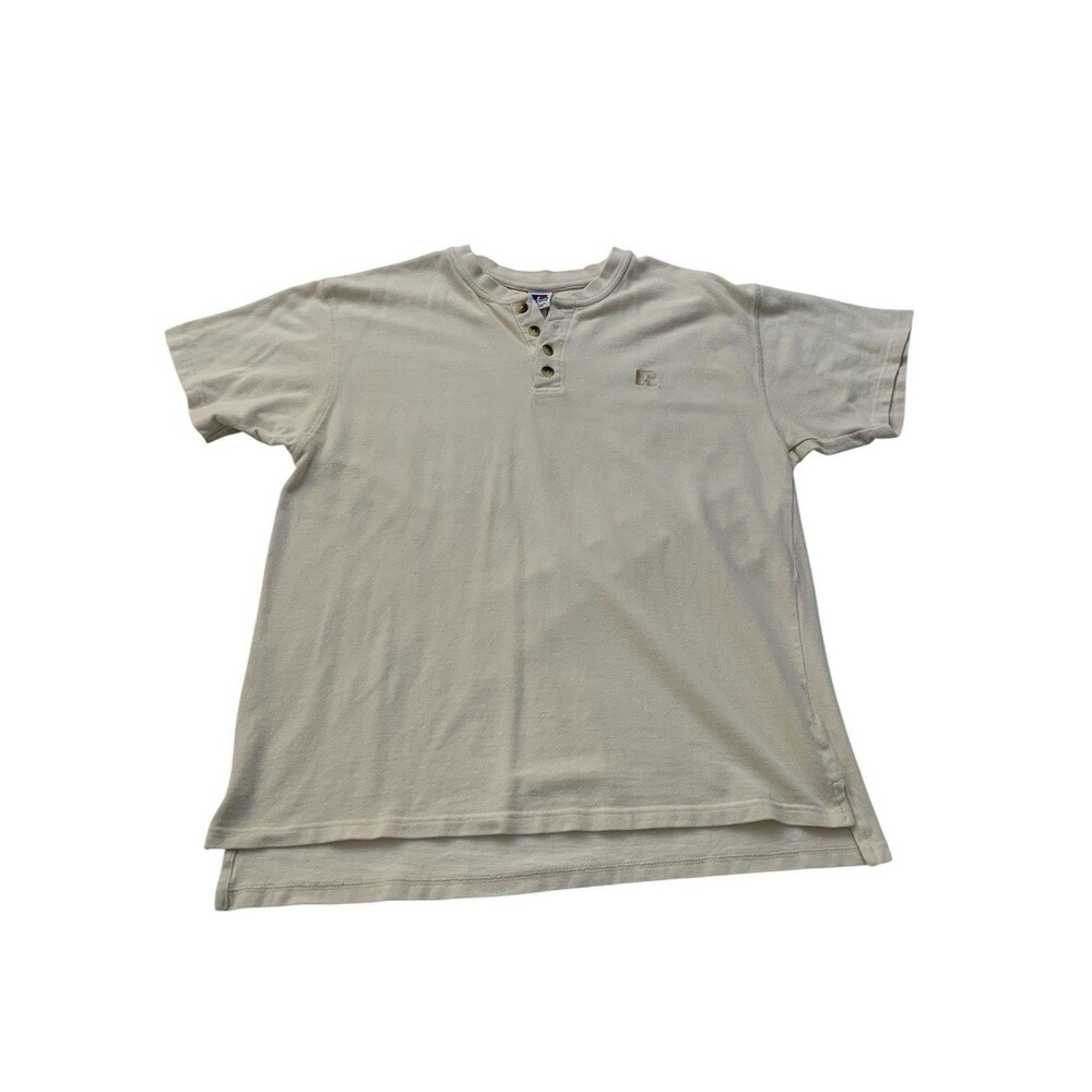 Russell Athletic Off-White Henley Polo Shirt L